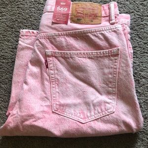 Levis 569 Pink Acid Washed Jean Shorts 34 Wash